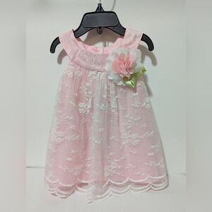 Rare Editions | Infant Girls 12 Month Light Pink Lace & Floral Dress